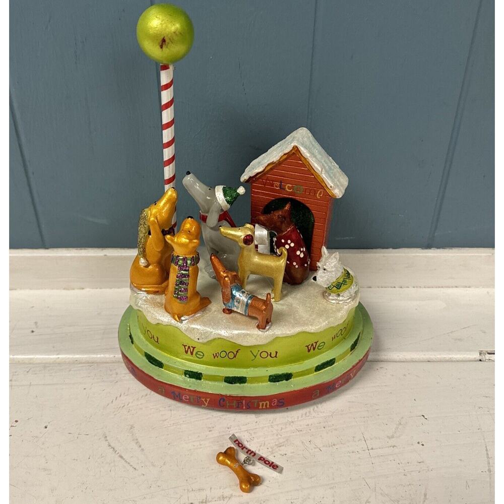 RAZ IMPORTS Inc. Dogs Doggy We Wish You Merry CHRISTMAS Ornament DECOR MUSIC BOX